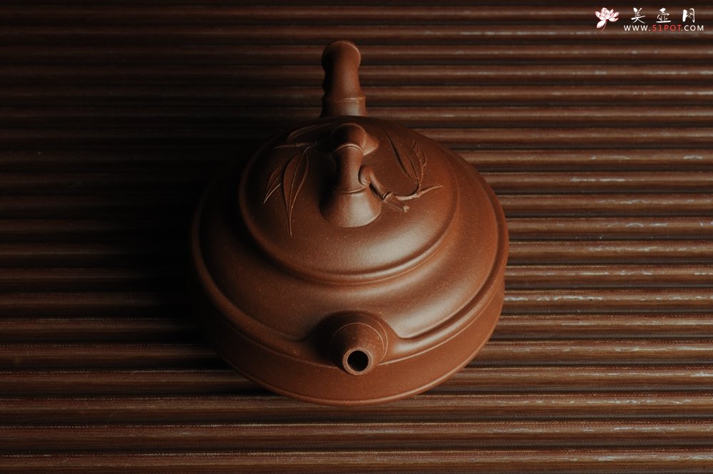 紫砂壶图片：美壶特惠 优质紫泥双线竹鼓 - 宜兴紫砂壶网