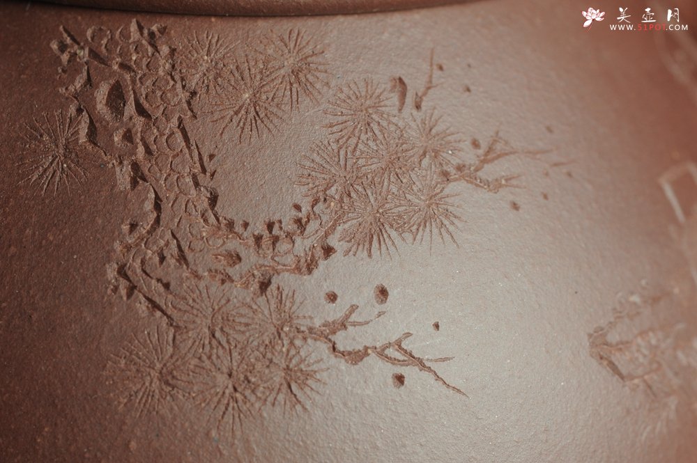 紫砂壶图片：美壶特惠 经典平盖小石瓢 满瓢（景舟石瓢）方健双刀即兴装饰松下高士煮茶图 泥料超好 做工灰常精致 - 宜兴紫砂壶网