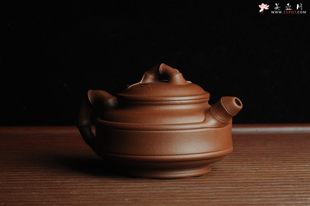 紫砂壶图片：美壶特惠 优质紫泥双线竹鼓 - 宜兴紫砂壶网