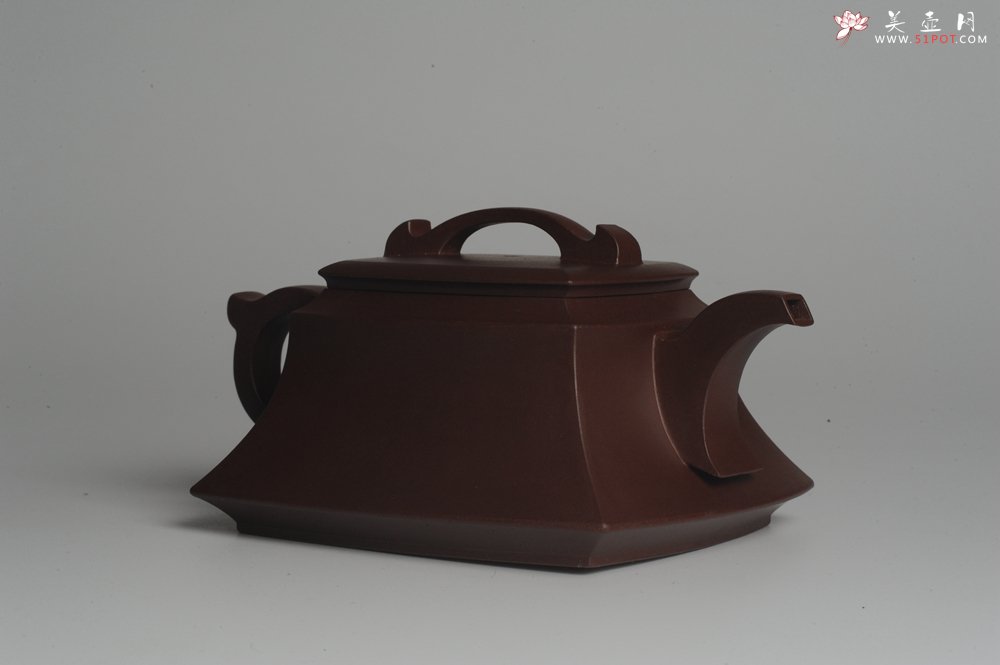 紫砂壶图片：原创精致全手工四方吉玉壶 难度大线条流畅 - 宜兴紫砂壶网