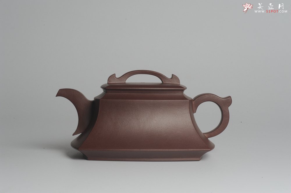 紫砂壶图片：原创精致全手工四方吉玉壶 难度大线条流畅 - 宜兴紫砂壶网