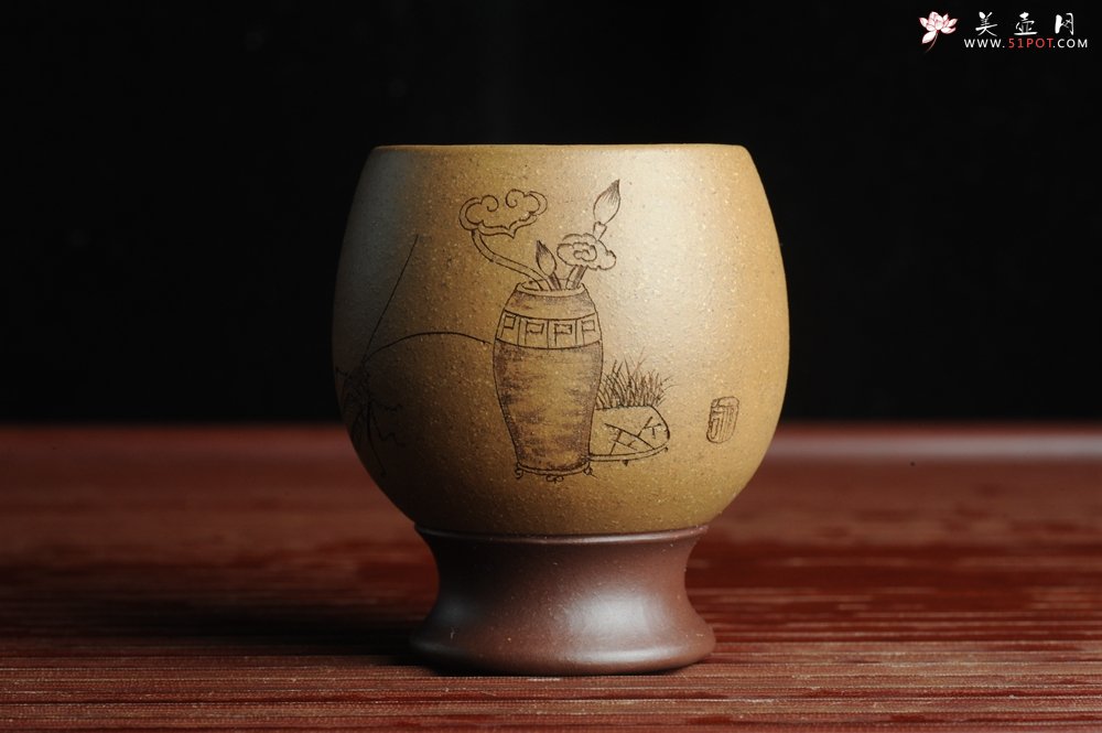 紫砂壶图片：精品紫砂杯 私人定制 紫泥粉段泥 清供文气 手感特扎实 茶人醉爱 每个都不一样 - 宜兴紫砂壶网