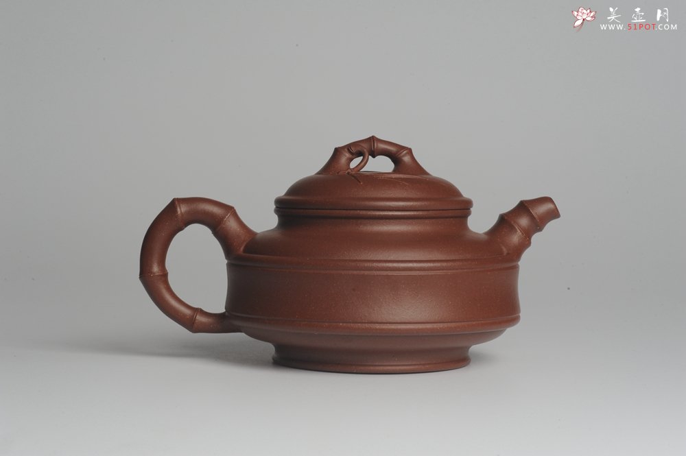 紫砂壶图片：美壶特惠 优质紫泥双线竹鼓二式 精神 - 宜兴紫砂壶网