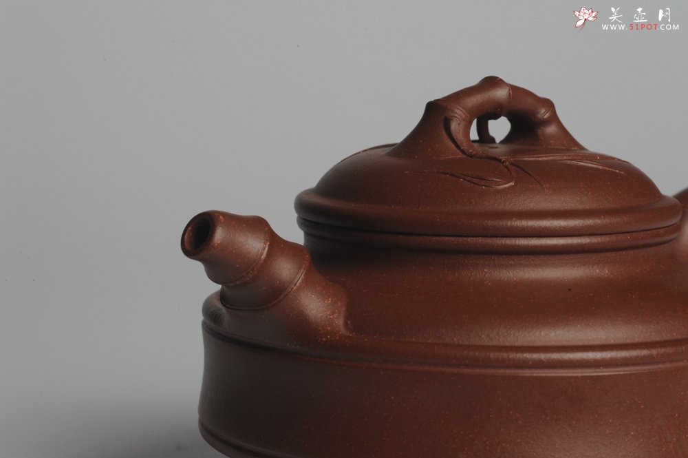 紫砂壶图片：美壶特惠 优质紫泥双线竹鼓二式 精神 - 宜兴紫砂壶网