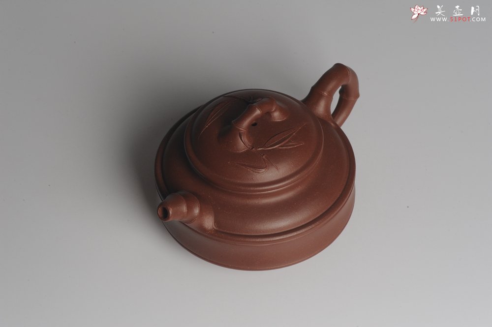 紫砂壶图片：美壶特惠 优质紫泥双线竹鼓二式 精神 - 宜兴紫砂壶网