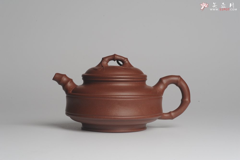 紫砂壶图片：美壶特惠 优质紫泥双线竹鼓二式 精神 - 宜兴紫砂壶网