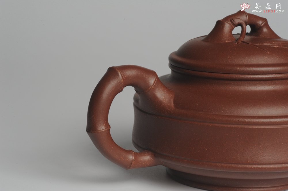紫砂壶图片：美壶特惠 优质紫泥双线竹鼓二式 精神 - 宜兴紫砂壶网
