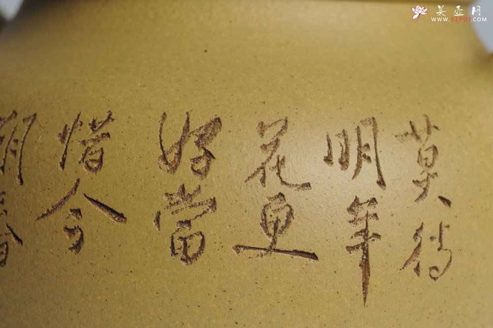 紫砂壶图片：美壶特惠 灰常好的本山段精工山水莲子壶 端庄秀雅 莫待明年花更好 当惜今朝春正浓 - 宜兴紫砂壶网