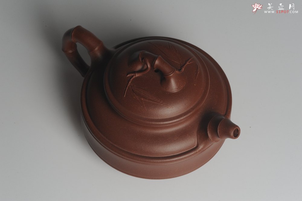 紫砂壶图片：美壶特惠 优质紫泥双线竹鼓二式 精神 - 宜兴紫砂壶网