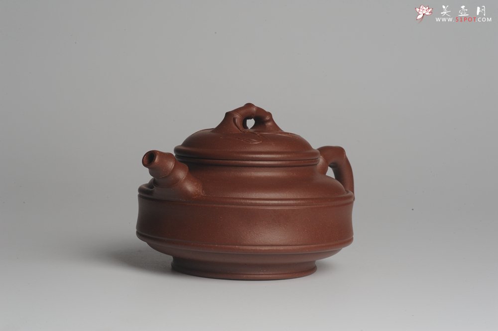 紫砂壶图片：美壶特惠 优质紫泥双线竹鼓二式 精神 - 宜兴紫砂壶网