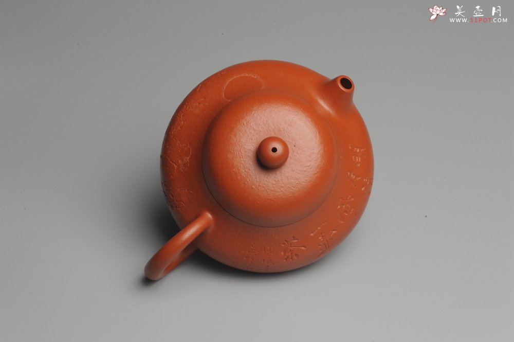 紫砂壶图片：优质赵庄朱泥全手工文旦 方健双刀文气装饰 - 宜兴紫砂壶网