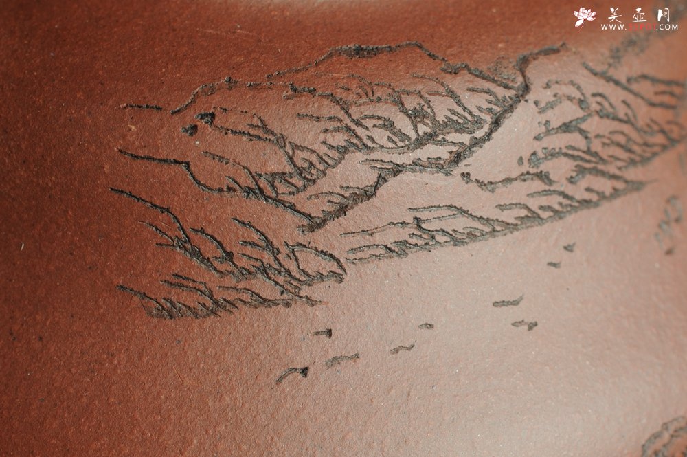 紫砂壶图片：美壶特惠 文气葫芦（福禄）壶 装饰山水 松风竹炉 - 宜兴紫砂壶网