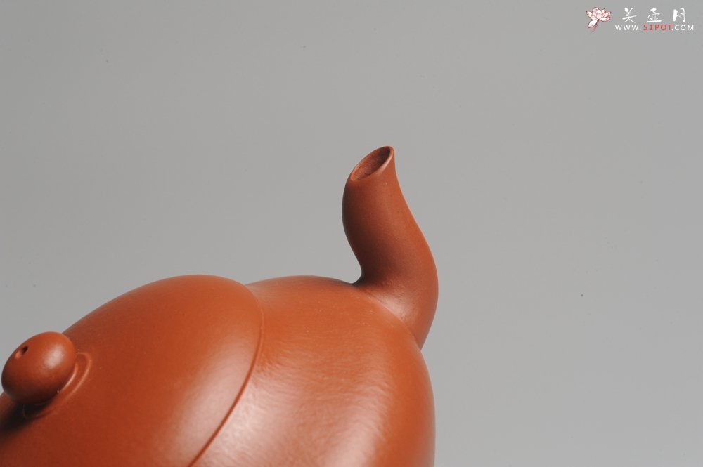 紫砂壶图片：小煤窑朱泥 全手工扁灯壶 端庄秀雅 - 宜兴紫砂壶网