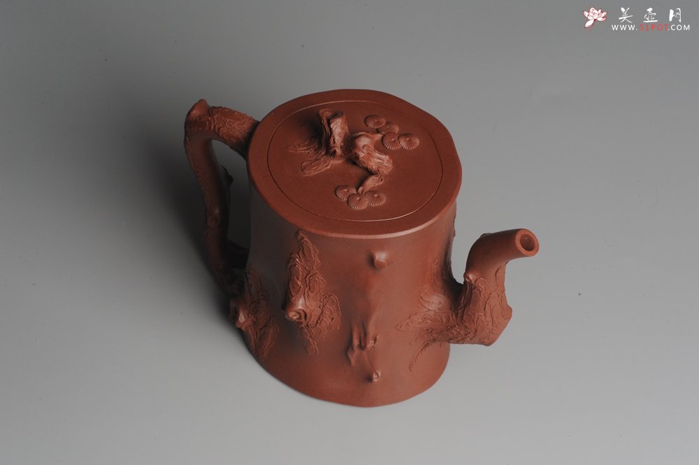 紫砂壶图片：实力派全手工松桩 气质非凡 肌理自然生动 适合收藏 - 宜兴紫砂壶网