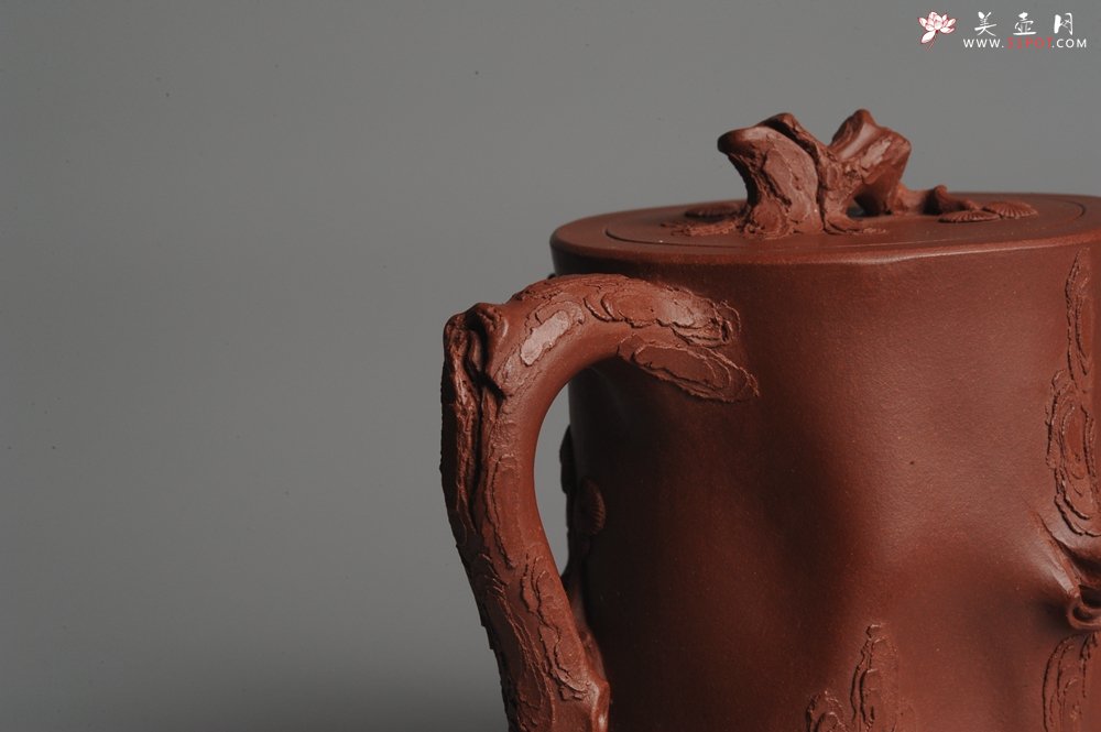 紫砂壶图片：实力派全手工松桩 气质非凡 肌理自然生动 适合收藏 - 宜兴紫砂壶网