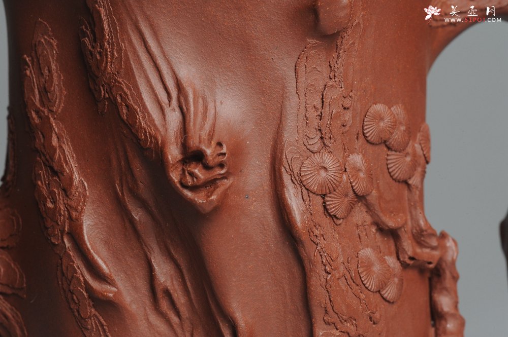 紫砂壶图片：实力派全手工松桩 气质非凡 肌理自然生动 适合收藏 - 宜兴紫砂壶网