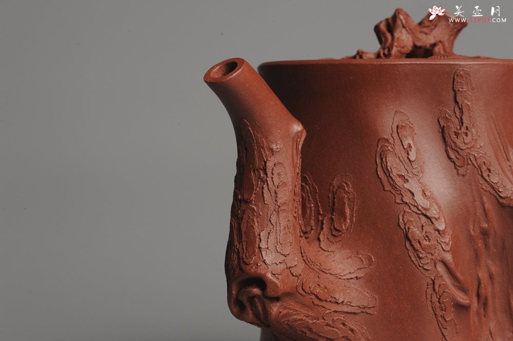 紫砂壶图片：实力派全手工松桩 气质非凡 肌理自然生动 适合收藏 - 宜兴紫砂壶网