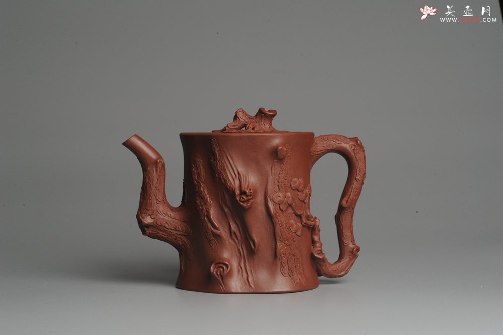 紫砂壶图片：实力派全手工松桩 气质非凡 肌理自然生动 适合收藏 - 宜兴紫砂壶网