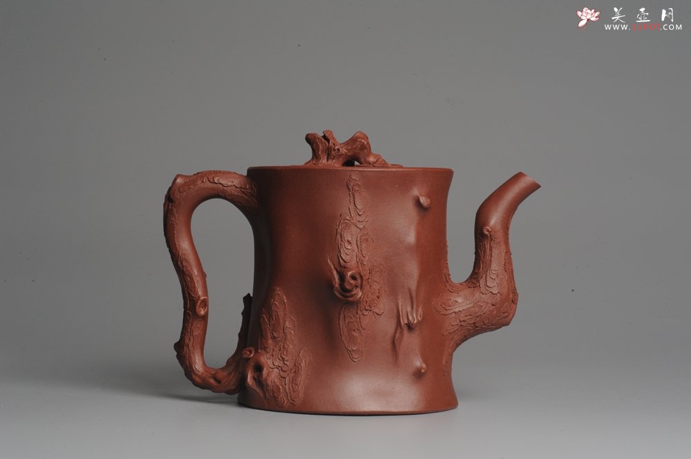 紫砂壶图片：实力派全手工松桩 气质非凡 肌理自然生动 适合收藏 - 宜兴紫砂壶网