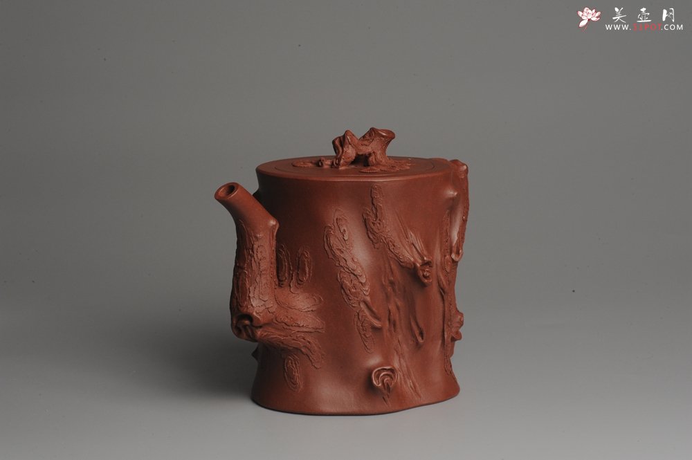 紫砂壶图片：实力派全手工松桩 气质非凡 肌理自然生动 适合收藏 - 宜兴紫砂壶网