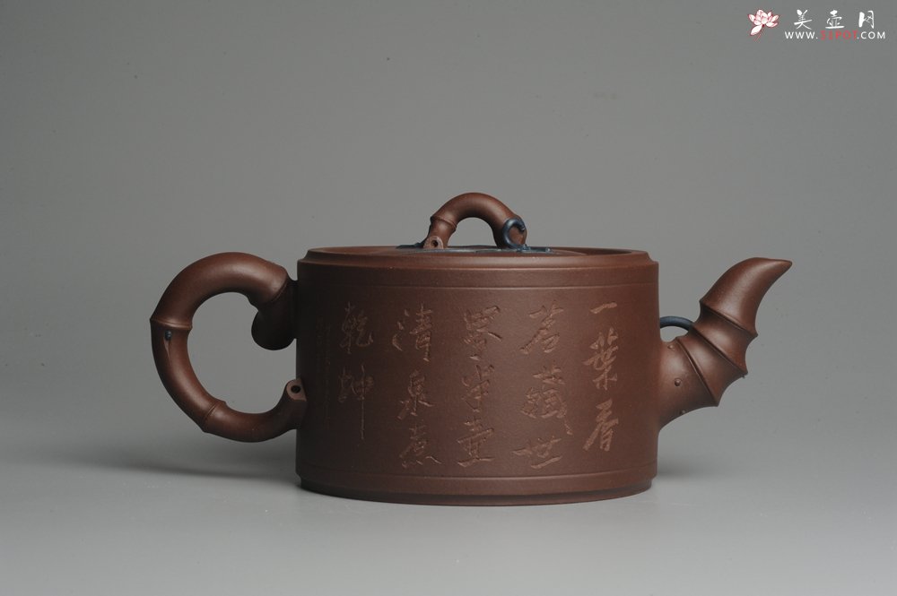 紫砂壶图片：精品大竹段壶 嵌盖难度大  气势磅礴 - 宜兴紫砂壶网