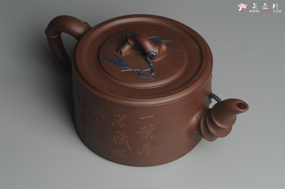 紫砂壶图片：精品大竹段壶 嵌盖难度大  气势磅礴 - 宜兴紫砂壶网