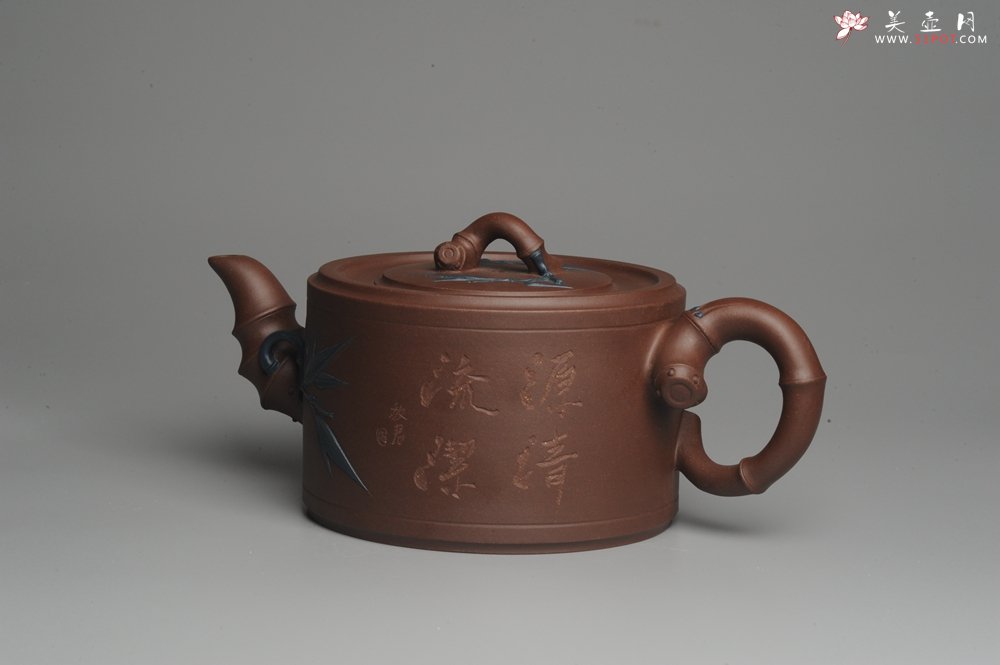 紫砂壶图片：精品大竹段壶 嵌盖难度大  气势磅礴 - 宜兴紫砂壶网