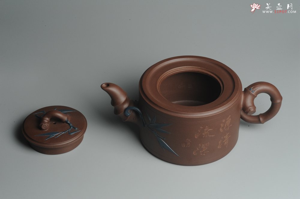 紫砂壶图片：精品大竹段壶 嵌盖难度大  气势磅礴 - 宜兴紫砂壶网