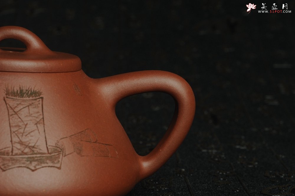 紫砂壶图片：油润底曹青 全手工精品子冶石瓢 骨肉匀挺 清茗堂助工文气装饰菖蒲清供图 文人风骨尽显 - 宜兴紫砂壶网