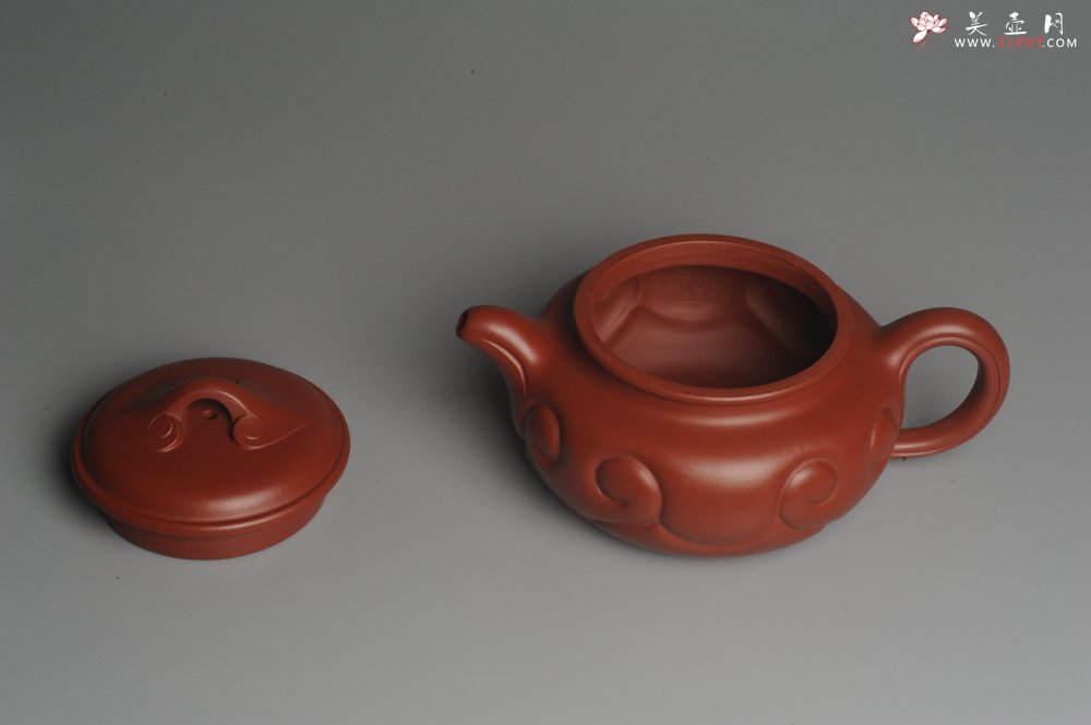 紫砂壶图片：美壶特惠 优质大红袍朱泥 精工仿古如意 - 宜兴紫砂壶网