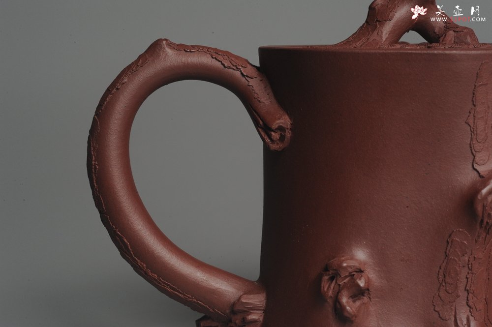 紫砂壶图片：实力派全手工木棉松桩 气质非凡 肌理自然生动 难度大 - 宜兴紫砂壶网