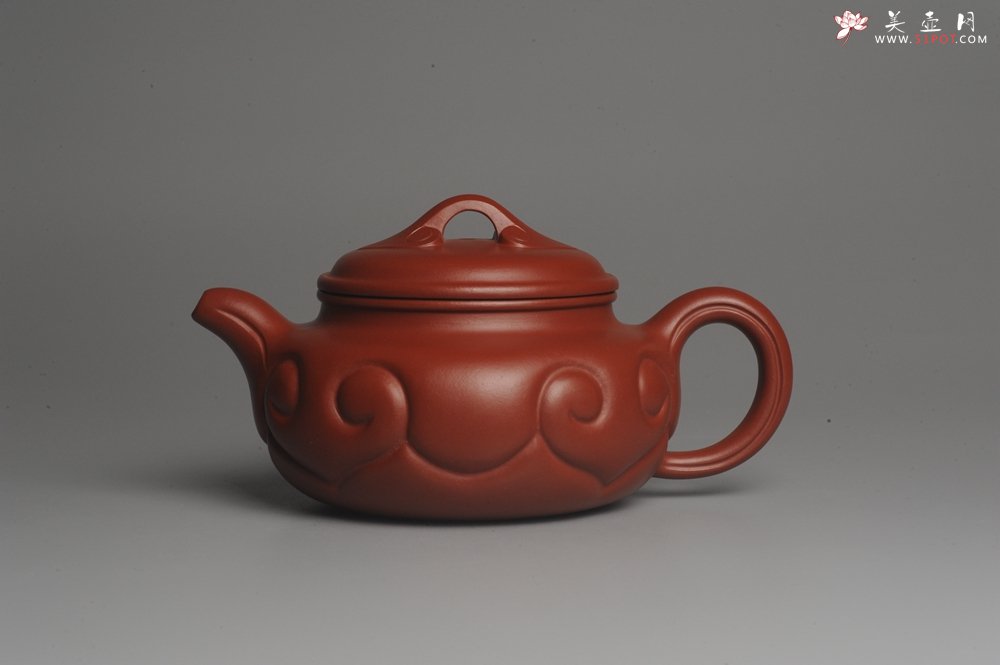 紫砂壶图片：美壶特惠 优质大红袍朱泥 精工仿古如意 - 宜兴紫砂壶网
