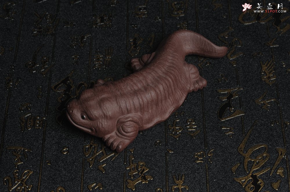 紫砂壶图片：美宠特惠 回馈壶友 精致性价比紫泥娃娃鱼茶宠 憨厚可爱长13.5cm高2.8cm左右 - 宜兴紫砂壶网