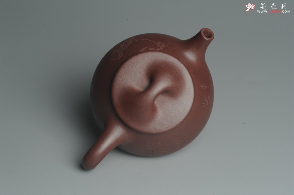 紫砂壶图片：美壶特惠 经典平盖小石瓢 满瓢（景舟石瓢）子木刻绘枯枝鸟 - 宜兴紫砂壶网