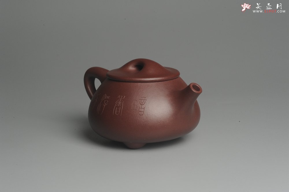 紫砂壶图片：美壶特惠 精致做工经典平盖小石瓢 精刻梅花 暗香浮动 灰常雅致 - 宜兴紫砂壶网