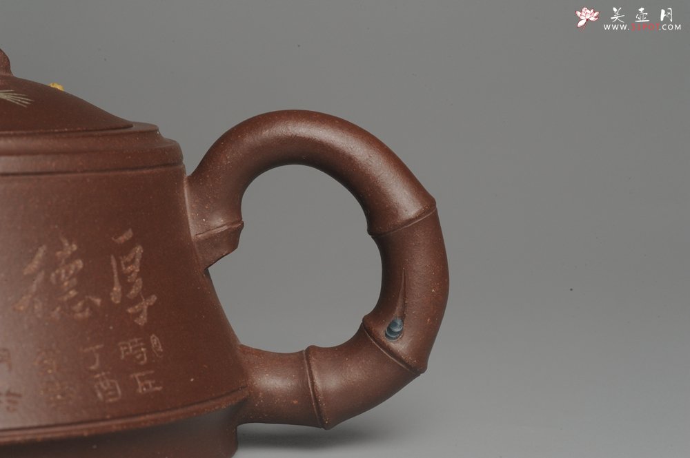 紫砂壶图片：美壶特惠 精工岁寒三友松竹梅 嵌盖难度大 文气雅致 - 宜兴紫砂壶网