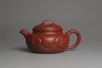 紫砂壶图片：美壶特惠 优质大红袍朱泥 精工仿古如意 - 宜兴紫砂壶网