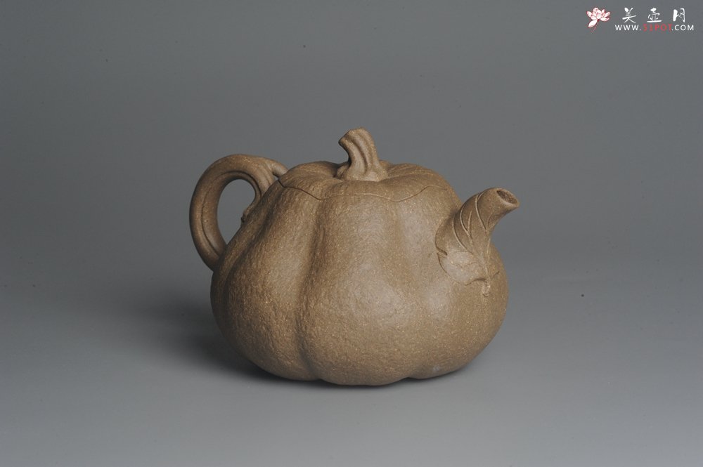 紫砂壶图片：美壶特惠 精致卡盖全手工老青段仿生小叶歪瓜 难度大 - 宜兴紫砂壶网