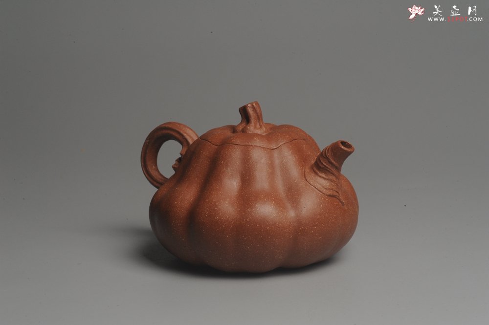 紫砂壶图片：美壶特惠 油润降坡泥精致卡盖全手工仿生小南瓜 - 宜兴紫砂壶网