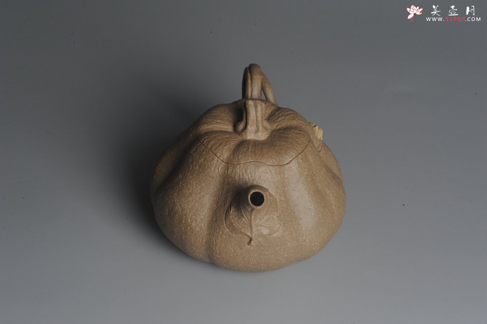 紫砂壶图片：美壶特惠 精致卡盖全手工老青段仿生小叶歪瓜 难度大 - 宜兴紫砂壶网