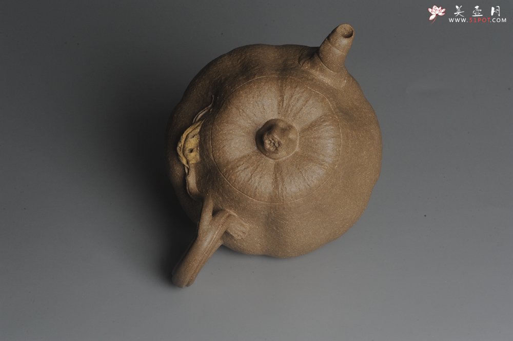 紫砂壶图片：美壶特惠 精致卡盖全手工老青段仿生小叶歪瓜 难度大 - 宜兴紫砂壶网