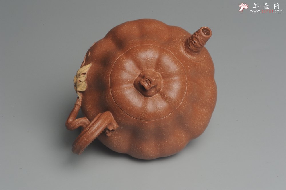 紫砂壶图片：美壶特惠 油润降坡泥精致卡盖全手工仿生小南瓜 - 宜兴紫砂壶网