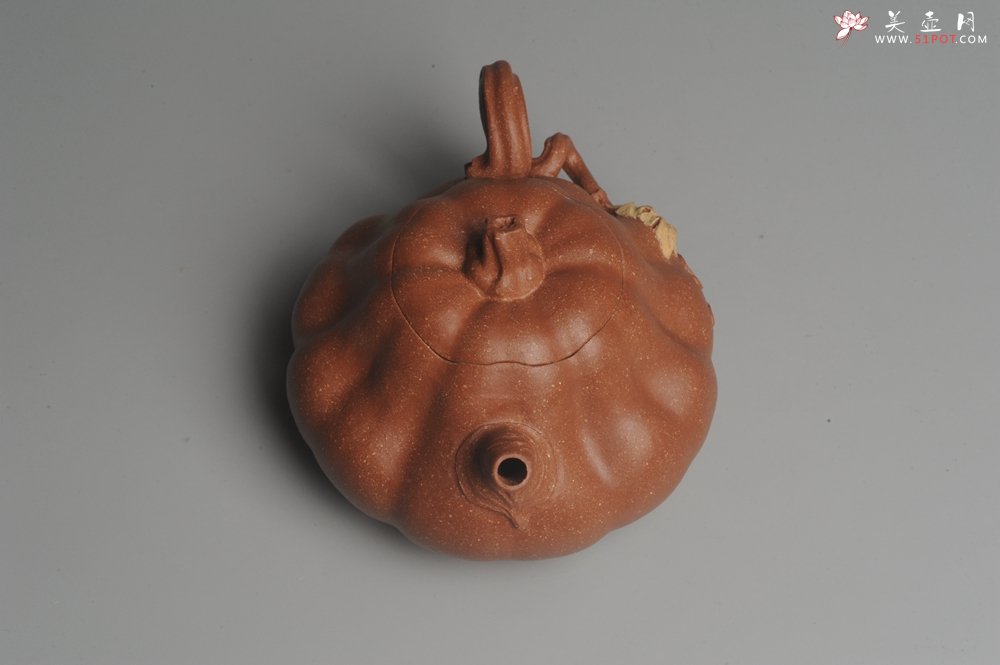 紫砂壶图片：美壶特惠 油润降坡泥精致卡盖全手工仿生小南瓜 - 宜兴紫砂壶网