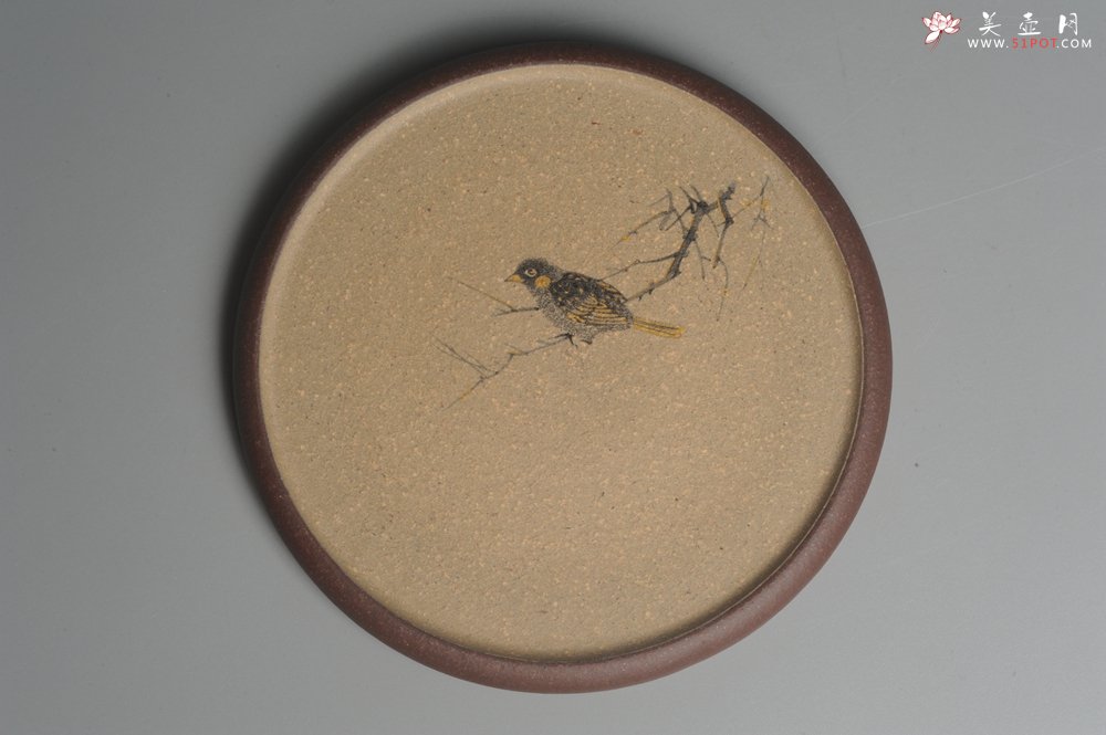 紫砂壶图片：款式二 美杯美垫特惠 精致彩绘泥绘花鸟品茗杯主人杯 杯垫一套 灰常漂亮 - 宜兴紫砂壶网