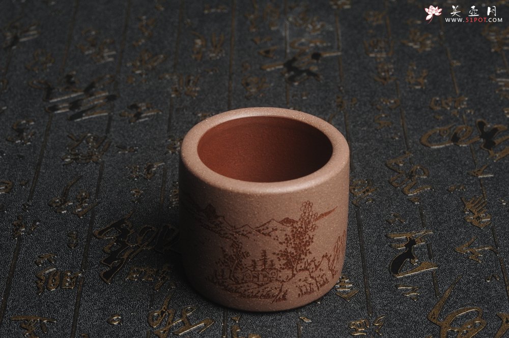 紫砂壶图片：美杯中秋特惠 精品好泥好工好刻雅致厚实品茗杯 缸杯 主人杯 一套三只 送礼佳品 - 宜兴紫砂壶网