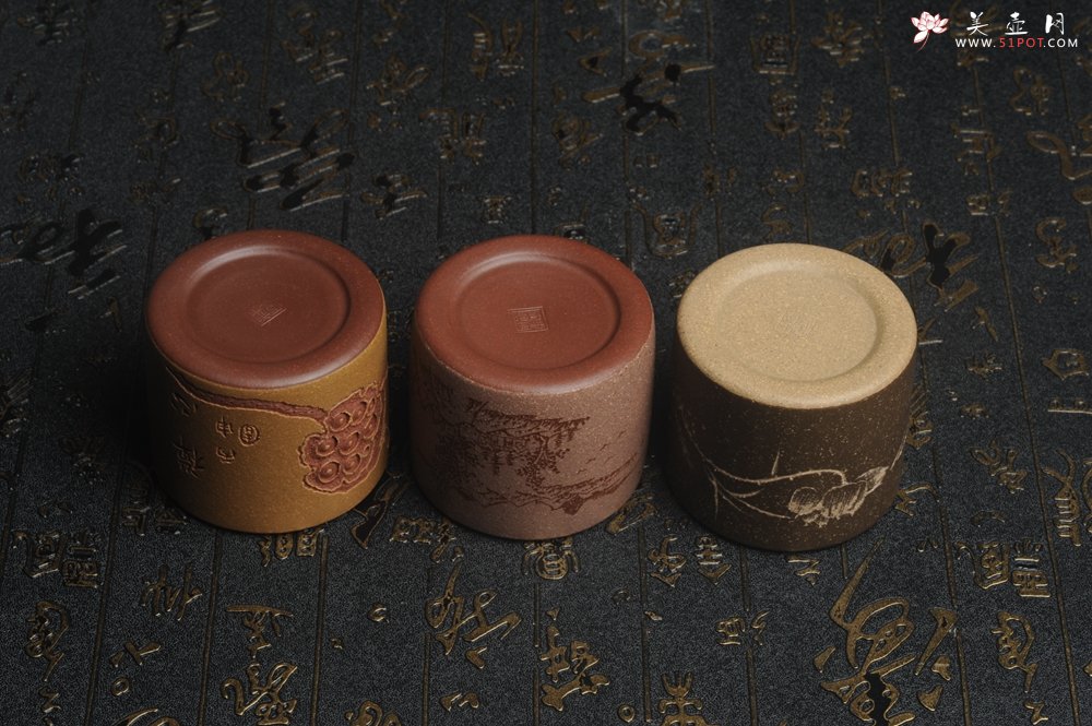 紫砂壶图片：美杯中秋特惠 精品好泥好工好刻雅致厚实品茗杯 缸杯 主人杯 一套三只 送礼佳品 - 宜兴紫砂壶网