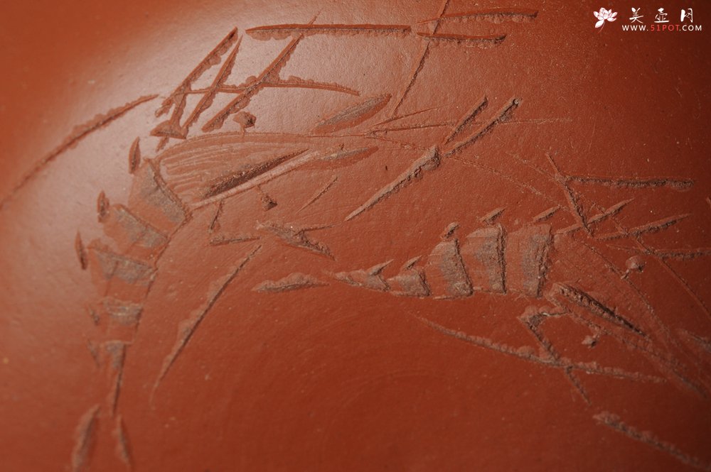 紫砂壶图片：美杯国庆特惠 精品好泥好工好刻雅致厚实品茗杯 对虾杯 - 宜兴紫砂壶网