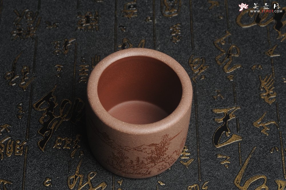 紫砂壶图片：美杯中秋特惠 精品好泥好工好刻雅致厚实品茗杯 缸杯 主人杯 一套三只 送礼佳品 - 宜兴紫砂壶网