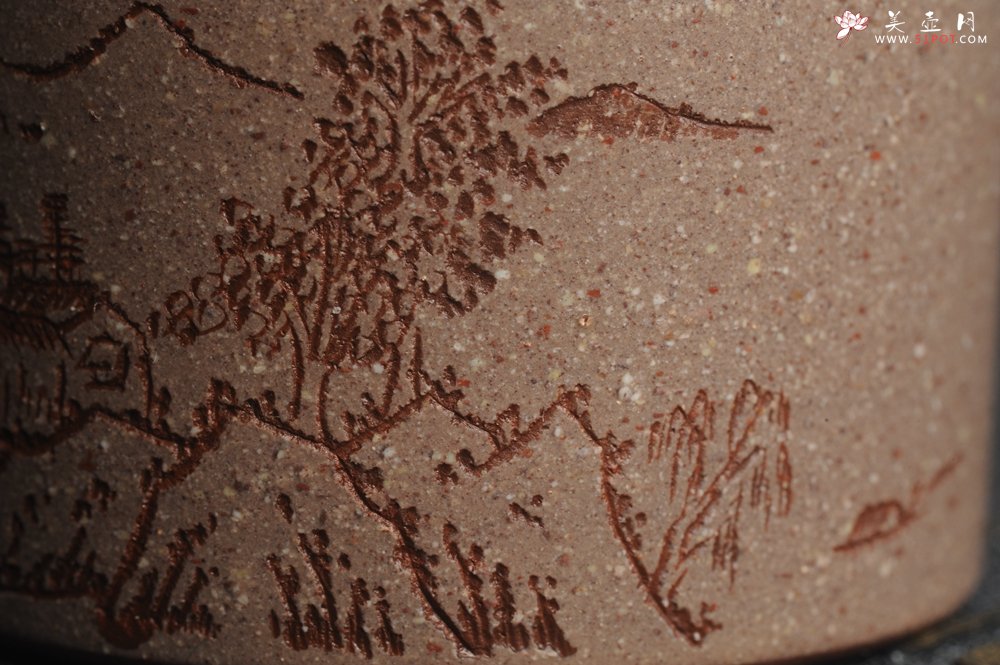 紫砂壶图片：美杯中秋特惠 雅致厚实 山居图 山水品茗杯 主人杯 - 宜兴紫砂壶网