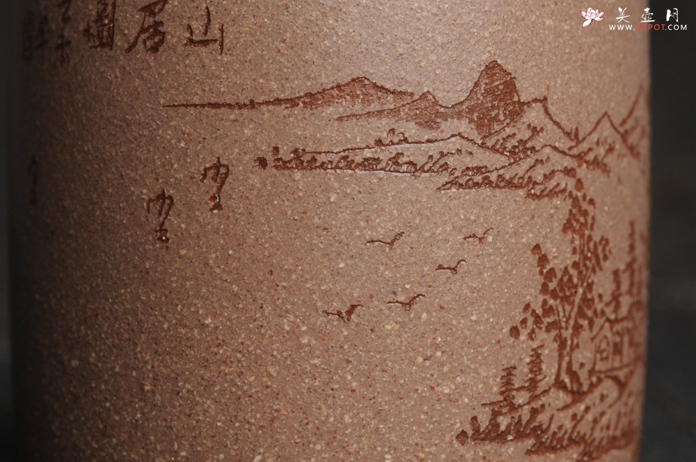 紫砂壶图片：美杯特惠 精品好泥好工好刻雅致厚实品茗杯 缸杯 山居图 - 宜兴紫砂壶网